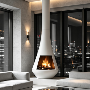 Elegante Chimenea de Leña Independiente con Forma de Cono, Chimenea Abierta para Leña - Product Image 5