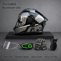 Casque de moto modulaire intégral unisexe avec casque audio intégré pour vélo électrique, adapté à toutes les saisons