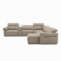 Ensemble de canapés inclinables électriques de luxe avec éclairage LED intégré et consoles de rangement multimédias pour salle de cinéma privée
