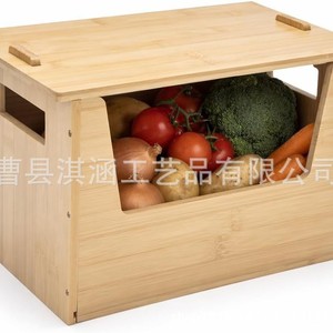 Caja de almacenamiento de bambú Qihan para verduras, frutas, organizador de cocina, tamaño de escritorio - Product Image 3