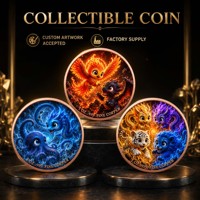 Pièce de monnaie en cuivre pur 999 de 1 oz, en relief 3D, couleur UV, série Confrontation des Créatures Mythiques, édition collector colorée