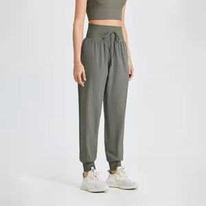 Pantalons de jogging en coton pour femmes populaires et personnalisés, bas uni, taille élastique, cordon de serrage, pantalon de jogging pour femmes - Product Image 1