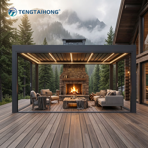 Gazebo de Lujo para Patio Trasero con Techo de Láminas Eléctrico Anticorrosión para Entretenimiento al Aire Libre Residencial - Product Image 1