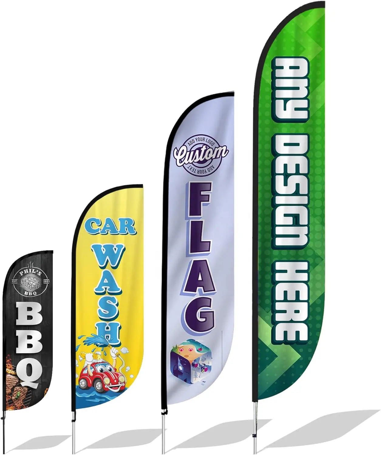 Teardrop Flying Banner Beach Flagpole Sale Now Open House Car Wash Swooper Custom Printed Feather Flag With Spike Base