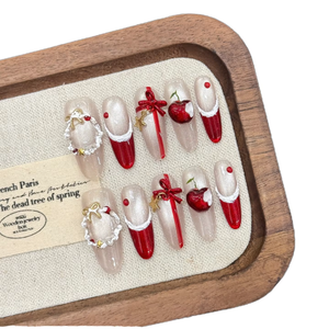 <span class=keywords><strong>Uñas</strong></span> postizas acrílicas hechas a mano largas navideñas de lujo con accesorios de diamantes de imitación Prensa de alta calidad en las <span class=keywords><strong>uñas</strong></span> Diseño elegante - Product Image 1