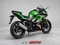 Moto sportive Ninja 200cc avec moteur refroidi par air, freins à double disque et jantes en alliage