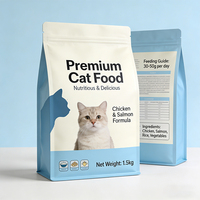 Sac à fond plat de qualité supérieure pour aliments pour chats avec fermeture éclair pour un stockage sécurisé des aliments pour animaux et options d'impression de logo personnalisé
