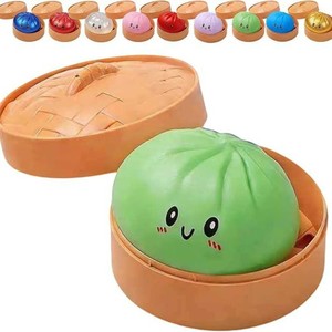 Nouveau jouet à presser BOTU en forme de dumpling, plateau inclus, jouet anti-stress à remontée lente, jouet à pétrir, jouets moelleux à presser, jeux de fête et cadeaux - Product Image 5