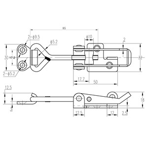 Serrure de meuble 92105SS en acier inoxydable, sans clé, design minimaliste, pour caisses en bois, fer, aluminium, usage domestique et bureautique - Product Image 1