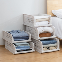 Armoire ménagère Panier à vêtements pliant en plastique Tiroir PP Boîte de rangement pour vêtements Cadre de rangement pliable empilable pour vêtements