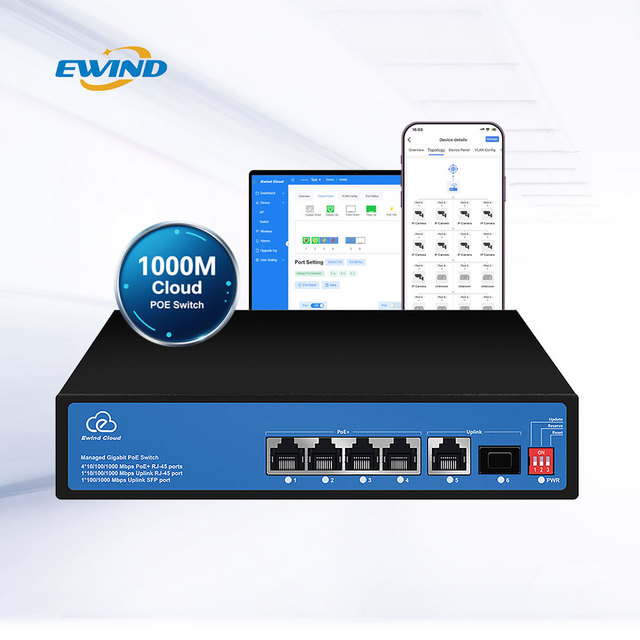 OEM 4 Port Full Gigabit Poe Switch 65W Active Desktop Poe IEEE 802.3af/at Cloud Unmanaged PoE Switch for IP Camera CCTV with App