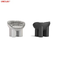 Fauteuil roly en fibre de verre, design moderne, pour salon, style italien, avec coussin en tissu, ensemble de table latérale