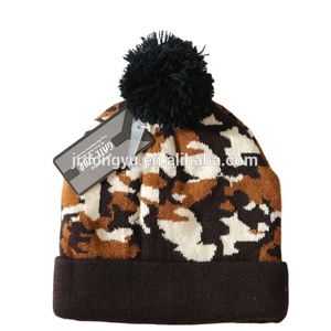 Dành Cho Người Lớn Ngụy Trang Dệt Kim Còng Mùa Đông <span class=keywords><strong>Beanie</strong></span> Toques Với <span class=keywords><strong>Top</strong></span> Bóng Người Đàn Ông Ngoài Trời Acrylic Camo Knit Cuff Hat Với Pom Pom - Product Image 6