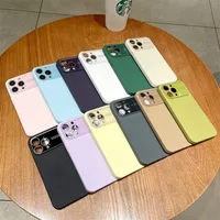 Accessoires de téléphone portable de luxe coque de smartphone de caméra de fenêtre en Silicone liquide pour iPhone 7 Plus étui de protection en verre avec grand objectif