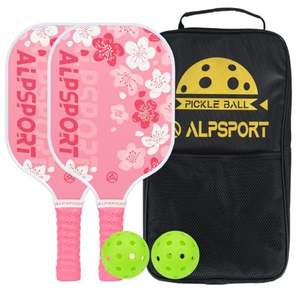 Ensemble <span class=keywords><strong>de</strong></span> raquettes <span class=keywords><strong>de</strong></span> pickleball Sakura Pink avec noyau en nid d'abeille PP, fibre <span class=keywords><strong>de</strong></span> verre, 2 balles <span class=keywords><strong>de</strong></span> pickleball intérieures/extérieures, 1 <span class=keywords><strong>sac</strong></span> <span class=keywords><strong>de</strong></span> transport pour hommes et femmes - Product Image 1