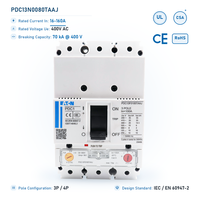 Disjoncteur modulaire Eaton PDC 80A 3 pôles 70kA thermique-magnétique 400V AC pour réseau basse tension