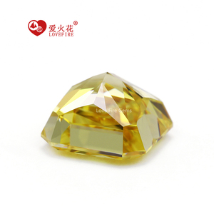Gema Sintética de Circonita Cúbica con Corte de Hielo Triturado de Grado 5A+, 7x7mm a 10x10mm, Corte Cuadrado, Color Amarillo Intenso, para Anillo - Product Image 3