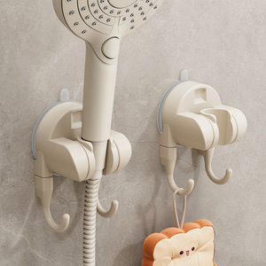 Shu Zheng <b>Suction</b> Cup <b>Shower</b> Head <b>Holder</b> Adjustable With Hook For Bathroom Storage - Product Image 1