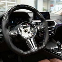Volant en cuir en fibre de carbone avec LED pour véhicules F10/F30/F20/E92/E60/X6/E71/X5/M3/M4/M6/M2/M5/X3 - Style sport