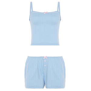 Ensemble deux pièces décontracté et confortable pour femme : haut camisole jacquard à nœud et short – Vente en gros - Product Image 6