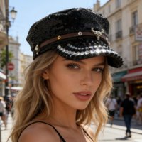 Bérets Punk Rock en Gros avec Crâne de Taureau et Strass, Chapeaux et Casquettes de Fête Personnalisables avec Logo pour Femmes, Halloween
