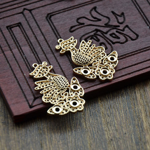 Colgante de cobre con forma de pato mandarín, 25x35mm, filigrana, accesorio para la fabricación de joyas, accesorios DIY - Product Image 3