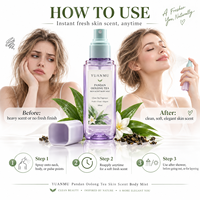 Body Mist Teh Oolong Pandan Label Pribadi, Aroma Segar, Menyegarkan, Melembapkan, Parfum Ringan