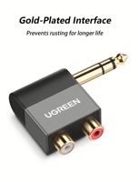Adaptateur audio UGREEN 6.35mm stéréo mâle vers 2RCA femelle convertisseur audio 6.35mm vers AV