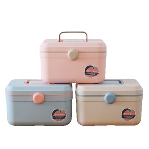 Medicine <b>Box</b> Plastic Pill Storage Case With Handle For Household Healthcare Pink Blue <b>Mixed</b> Colors - Product Image 5