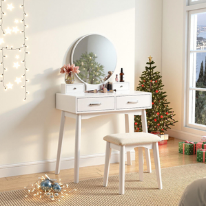 Nordic Bedroom Simple Dressing Table With Mirror White Dressing Table <b>Drawer</b> - Product Image 1
