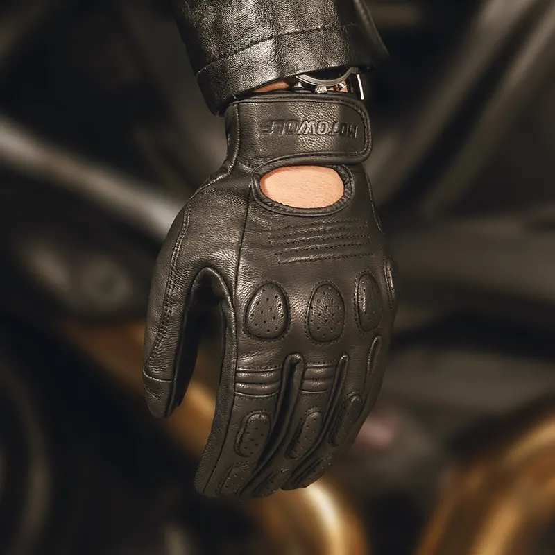 MOTOWOLF özel kalınlaşmış EVA Vintage deri Anti kayma jel pedi motosiklet eldiven Motocross MTB yarış eldivenleri dokunmatik ekran
