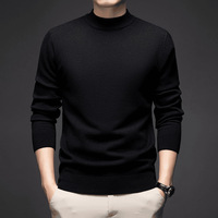 Pull à col montant pour homme, chaud, respirant, anti-boulochage, couleur unie, décontracté, coupe ajustée, polyvalent, à manches longues