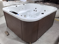Bain à remous extérieur pour 4 personnes, en acrylique, avec massage à bulles, panneau intelligent chauffant pour le jardin