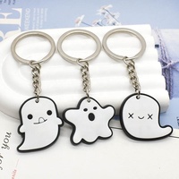 Porte-clés en caoutchouc souple en PVC en gros, citrouille d'Halloween, fantôme mignon, porte-clés personnalisé, vente chaude, porte-clés