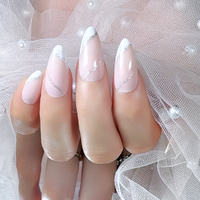 OEM/ODM Lot de 24 faux ongles en gel souple à presser, forme cercueil et stiletto, en ABS, pour doigts, avec motifs