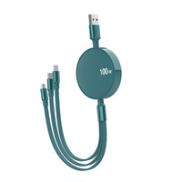 Câble USB rétractable 3-en-1 à charge rapide 100W avec gaine TPE/PVC pour téléphones mobiles