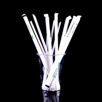 Paille droite PLA biodégradable en plastique avec emballage individuel