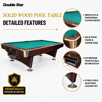 Table de billard américaine sur mesure de 9 pieds en bois massif avec retour de balles par le pied, idéale pour les salles de snooker et le divertissement en gros