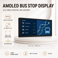 Layar AMOLED Satu Bagian 31,2 Inci Hitam Putih SUNY Bus Stop/Shed