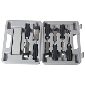 Ensemble de ciseaux à bois 7 pièces, ciseaux plats, manche en plastique noir, pointe droite, outils de menuiserie, taille en pouces - Product Image 1