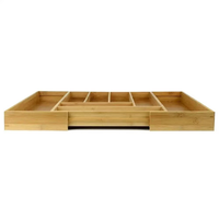 Organisateur de tiroir à couverts en bambou laqué, minimaliste, écologique, personnalisable, à un seul niveau, avec plateau amovible