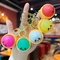 Porte-clés anti-stress lumineux LED en PVC 2026 en forme de boulette à cuire à la vapeur, jouet fantaisie portable pour sac, breloque, cadeau