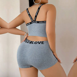 女性用レタープリント2ピースブラ & ボイショートランジェリーセット下着シームレスな若い女の子プラスサイズのファッションブラ & パンティー - Product Image 5