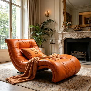 Sillón de Diseño Contemporáneo de Lujo en Color Naranja Intenso para Interiores de Estilo Francés de Mediados de Siglo y Clásicos - Product Image 3