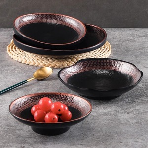 Retro <b>melamine</b> <b>plates</b>, imitation porcelain Japanese-style stemmed <b>plates</b>, hotel and restaurant plastic irregular-shaped snack - Product Image 1