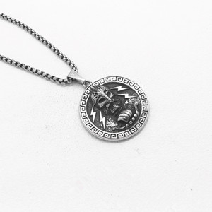 yunnique Stainless Steel Viking Pendant Necklace Unisex Round <b>Gothic</b> Style Fashion Jewelry Chain for Men Women - Product Image 2