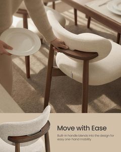 Juego de 2 Sillas de Comedor VASAGLE de Madera, Patas de Madera Maciza Tapizadas, Respaldo Curvo Ergonómico, Asas Integradas - Product Image 4