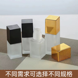 Flacon carré transparent en verre avec pompe à pression pour emballage cosmétique, soin de la peau, lotion, crème solaire, fond de teint, recharge portable - Product Image 4