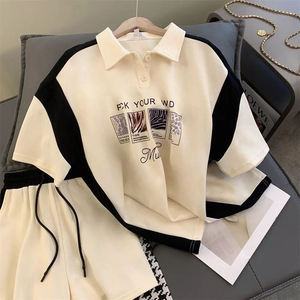 Ropa de <span class=keywords><strong>gimnasio</strong></span> de verano 2024 para mujer, chándal de Fitness, polos y pantalones cortos personalizados Unisex, conjuntos de <span class=keywords><strong>gimnasio</strong></span> para mujer - Product Image 2