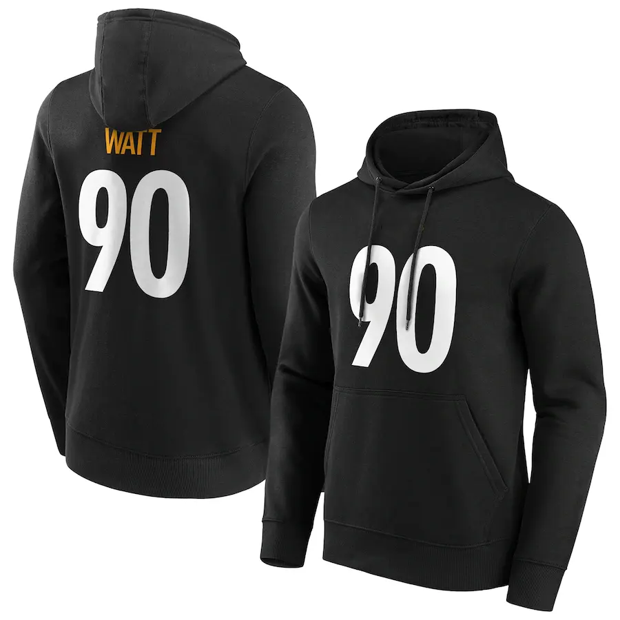 男子ピッツバーグチーム #90 T.J. ワットアメリカンフットボールは男性のためのカジュアルなパーカーを着用2022/23秋のサッカージャージーカスタム